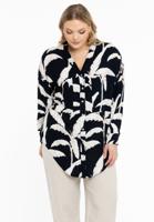 Yoek Blouse oversized PALM TREE | Blauw | Maat 58/60