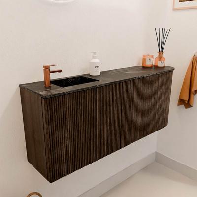Toiletmeubel Mondiaz Joya Dlux | 101.6 cm | Meubelkleur Walnut | Faye wastafel Lava Wasbak Links | 1 kraangat