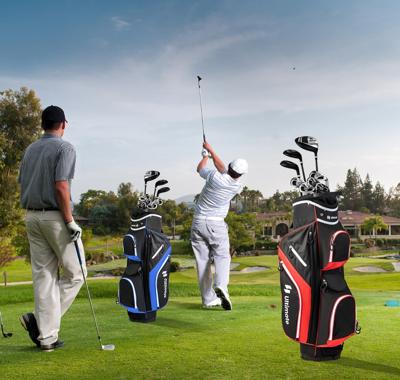 Golf Trolley Tas Golfclubs tas met 14 Vakken 9 Zakken Koelbox Schoenen vak Rood