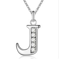 Zilverkleurige Letter J Dames Ketting met Zirkonia