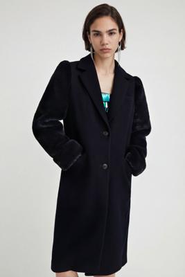 Jas met mouwen van imitatiebont - BLUE - L