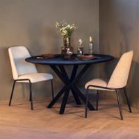 Eettafel Lissabon Zwart Rond 130cm - Giga Meubel