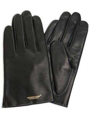 Undercover gants en cuir à logo embossé - Noir