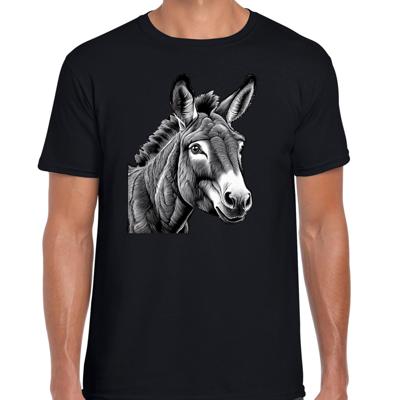Cadeau T-shirt heren - boerderijdieren liefhebber - zwart - ezel