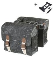 Basil Dubbele fietstas bohème mik 35 liter - zwart / charcoal