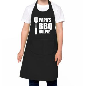Papa s BBQ hulpje Barbecue schort kinderen/ bbq keukenschort kind zwart voor jongens en meisjes One size  -