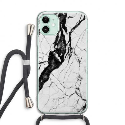Witte marmer 2: iPhone 11 Transparant Hoesje met koord