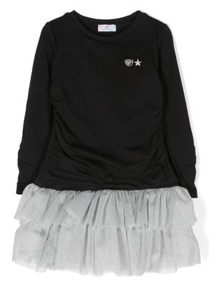 Chiara Ferragni Kids robe façon tutu à logo brodé - Noir