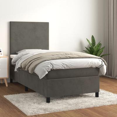 Boxspring met matras fluweel donkergrijs 80x200 cm