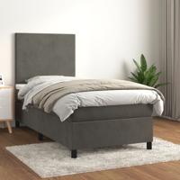 Boxspring met matras fluweel donkergrijs 80x200 cm