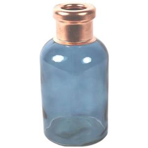 Countryfield vaas Firm bottle - blauw|koper - glas - D10 x H21 cm