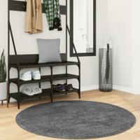 VidaXL Vloerkleed oviedo laagpolig ø 120 cm antracietkleurig