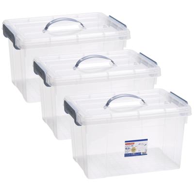 Opslagbox AZUL serie - 3x - met deksel - transparant - 18.5 liter - 42 x 30 x 24 cm - kunststof