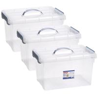 Opslagbox AZUL serie - 3x - met deksel - transparant - 18.5 liter - 42 x 30 x 24 cm - kunststof