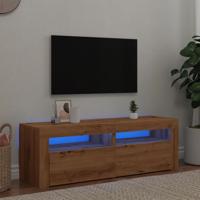 Tv-meubel met LED 120x35x40 cm bewerkt hout artisanaal eiken