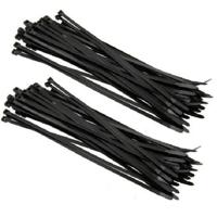 Benson Tiewraps kabelbinders - 200x stuks - zwart - 20 cm - tie ribs