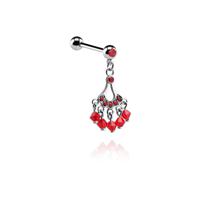 Jeweled Barbell with Charm Chirurgisch staal 316L / Belegde messing Barbells - thumbnail