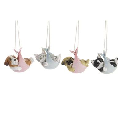 Decoratieve figuren DKD Home Decor Multicolour Hond 18 x 12,5 x 16 cm (4 Stuks)