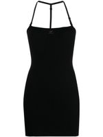 Courrèges robe en maille nervurée à plaque logo - Noir