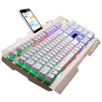 ZGB G700 104 toetsen USB-bekabelde mechanische gevoel RGB-achtergrondverlichting metalen Panel schorsing Gaming toetsenbord met telefoon Holder(Gold)