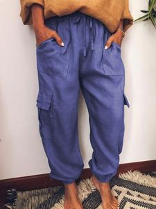 Casual Pockets Cotton-Blend Pants