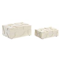 Juwelenkistje Home ESPRIT Wit Hars Bot 18 x 13 x 7,5 cm (2 Onderdelen)