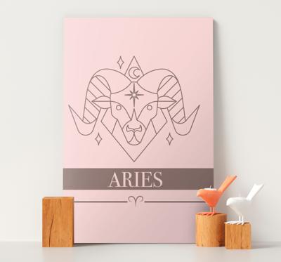 Canvas schilderij slaapkamer Ram roze kaart sterrenbeeld ontwerp
