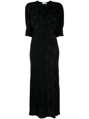 Rixo Zadie midi-jurk met bloemen jacquard - Zwart
