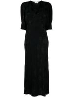Rixo Zadie midi-jurk met bloemen jacquard - Zwart - thumbnail