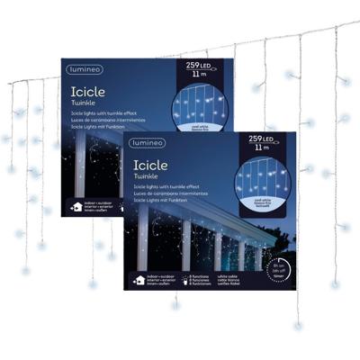 IJspegel verlichting - 2x - 259 led lampjes - koel wit - 1100 cm - kerstverlichting - ijspegels