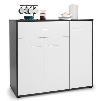 Modern Dressoir Keukenkast met Kantelbeveiliging en Verstelbare Plank Zijopbergkast met 3 Deuren Grote Lade voor Eetkamer Woonkamer