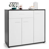 Modern Dressoir Keukenkast met Kantelbeveiliging en Verstelbare Plank Zijopbergkast met 3 Deuren Grote Lade voor Eetkamer Woonkamer