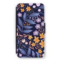 Flowers with blue leaves: iPhone 12 Pro Max Flip Hoesje