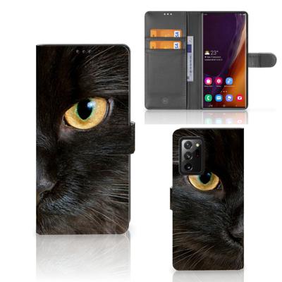 Samsung Galaxy Note20 Ultra | Telefoonhoesje | Met pasjeshouder | Zwarte Kat