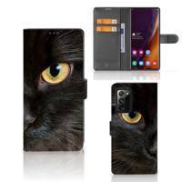 Samsung Galaxy Note20 Ultra | Telefoonhoesje | Met pasjeshouder | Zwarte Kat