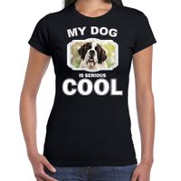 Sint bernard honden t-shirt my dog is serious cool zwart voor dames