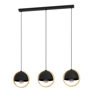 EGLO Callow Hanglamp - E27 - 93 cm - Zwart/Bruin - Hout/Staal