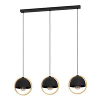 EGLO Callow Hanglamp - E27 - 93 cm - Zwart/Bruin - Hout/Staal - thumbnail