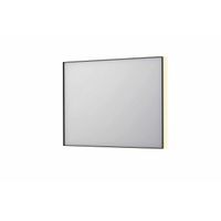 INK SP32 spiegel - 100x4x80cm rechthoek in stalen kader incl indir LED - verwarming - color changing - dimbaar en schakelaar - geborsteld metal black 8410065