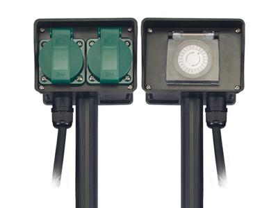 2-weg stopcontact met timer gebruik buitenshuis schuko - Velleman