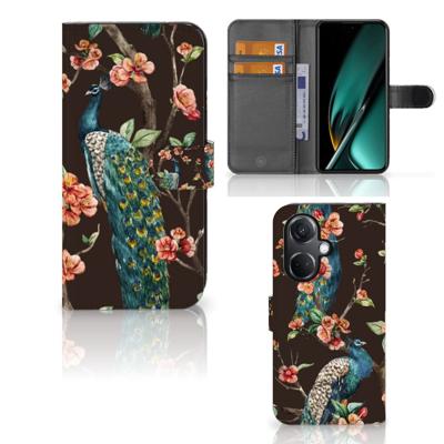 OnePlus Nord CE 3 | Telefoonhoesje | Met pasjeshouder | Pauw met Bloemen