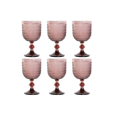 Set van bekers Home ESPRIT Roze Kristal 325 ml (6 Stuks)