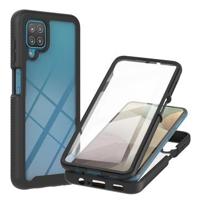 Samsung Galaxy A12 360 Protection Series Hoesje - Zwart / Doorzichtig - thumbnail