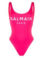 Balmain maillot de bain à logo imprimé - Rose