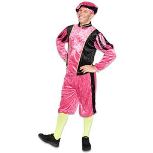 Pietenpak roetveeg Piet - roze/zwart - pieten verkleed kostuum 3-delig - unisex