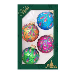 8x stuks luxe glazen kerstballen 7 cm blauw/roze/oranje/groen