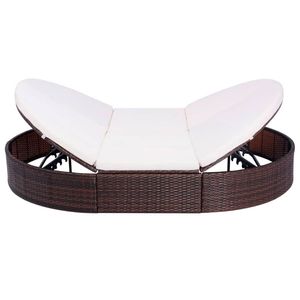 The Living Store Loungebed The Living Store - Loungebed - Tuinmeubelen 200x140x28cm - Bruin - 6 kussens