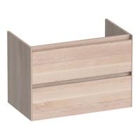 Brauer Inspire - Onderkast 80 cm - met 2 Softclose Lades Greeploos en 1 Sifon Uitsparing - Lamellen Eiken Wit