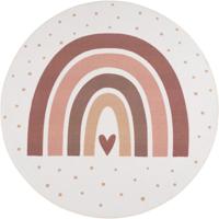 Kindervloerkleed Rond Regenboog COCO Crème - Zacht Speelkleed voor Babykamer en Kinderkamer