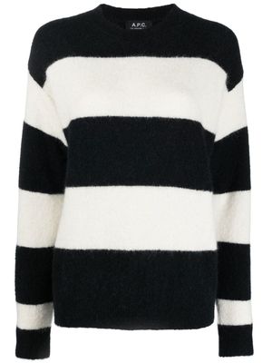 A.P.C. pull Alice en maille à rayures horizontales - Noir